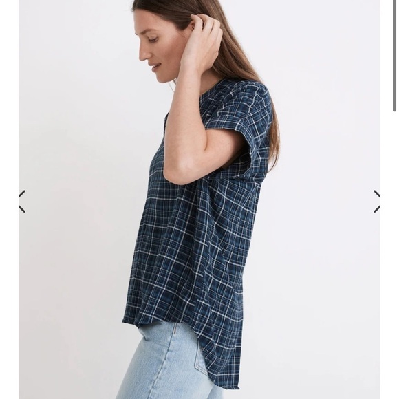 MADEWELL Swenson Popover Shirt in Morefield Plaid boxy cropped boho women’s M - Picture 5 of 12
